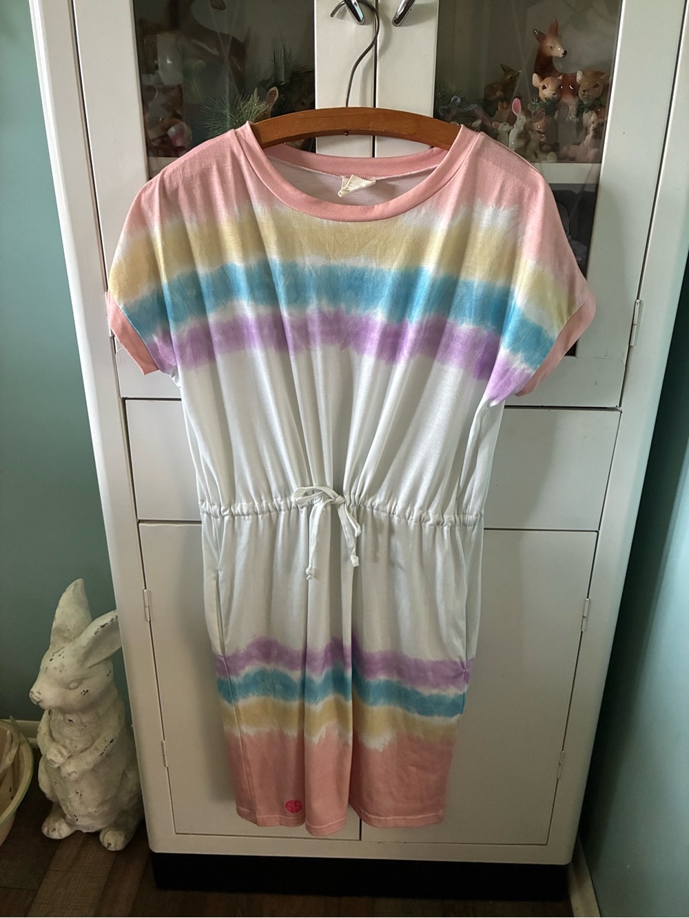 Simply Southern sz S Pastel Tie-Dye Drawstring Midi Dress euc